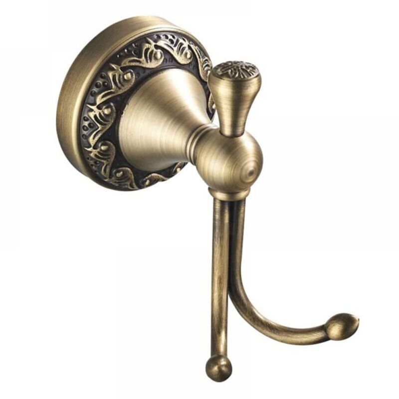 Image of Gancio per asciugamani in ottone anticato, gancio per cappotto, gancio per cappotto da parete in stile vintage a doppio strato spazzolato Ymyny