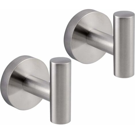 Handtuchhaken aus Edelstahl SUS 304, Einzelhaken für Mäntel/Badmäntel, für Bad und Küche, moderner Hotelstil, Wandmontage, 2er-Pack, gebürstete Oberfläche, AG1107B-LS