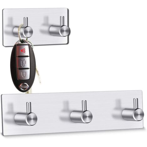 Handtuchhaken fürs Badezimmer, selbstklebender Edelstahlhaken, Garderobenständer (3+2 Haken)