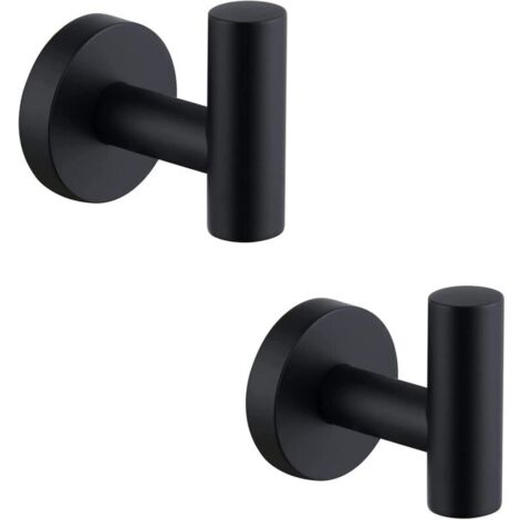 Handtuchhaken, LYLIN Edelstahl-Wandhaken für Badezimmer, Handtuchhalter für Küche, Wohnzimmer und Büro (Schraubmontage, Schwarz, 2 Stück)