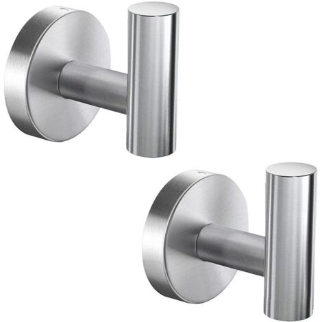 Handtuchhaken, LYLIN Edelstahl-Wandhaken für Badezimmer, Handtuchhalter für Küche, Wohnzimmer und Büro (Schraubmontage, Silber, 2 Stück)