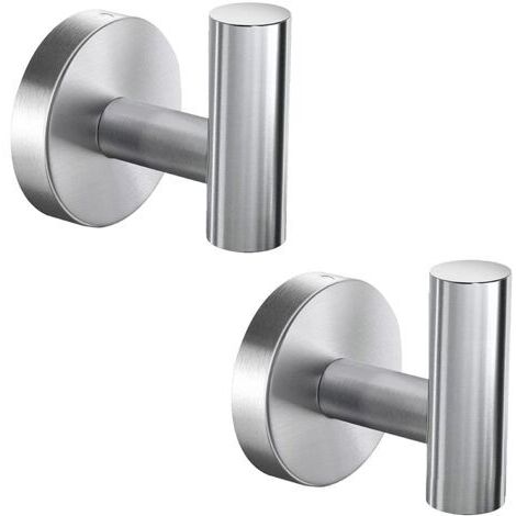 Handtuchhaken, LYLIN Wandhaken für Badezimmer aus Edelstahl, Handtuchhalter für Küche, Wohnzimmer und Büro (Schraubmontage, Silber 2 Stück)