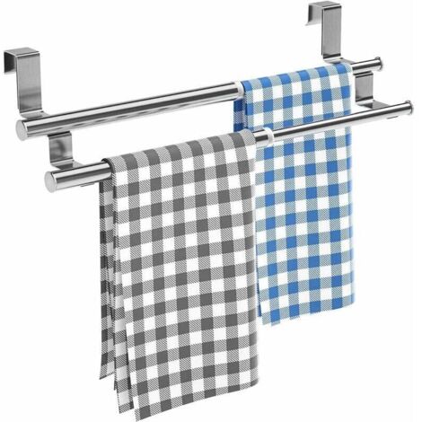 Handtuchhalter, Badezimmer Handtuchhalter, Küchenhandtuchhalter ohne Bohren, über der Tür ausziehbarer Handtuchhalter für Badezimmer, Edelstahl, Silber