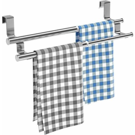 Handtuchhalter, Badhandtuchhalter, Küchenhandtuchhalter ohne Bohren, ausziehbarer Türhandtuchhalter fürs Badezimmer, Edelstahl, Silber