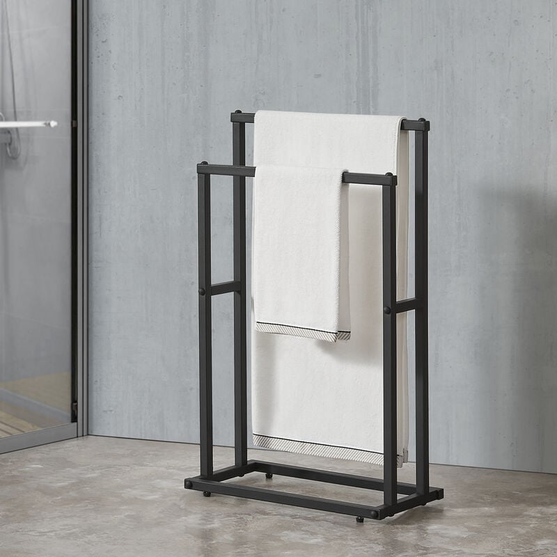 [en.casa] - Porte-serviettes Omalo à 2 barres en acier 78 x 48 x 24 cm