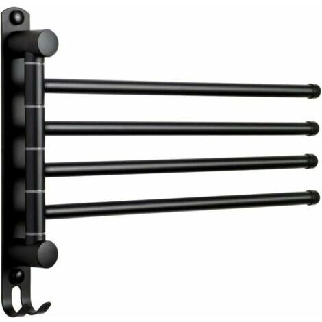 Handtuchhalter mit 4 drehbaren 180°-Stangen aus Edelstahl SUS304, 35 cm Handtuchhalter, Wandmontage für Bad oder Küchenspüle – Schwarz