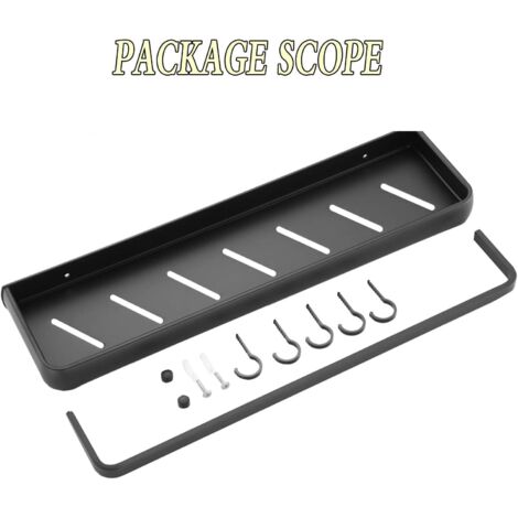 Handtuchhalter, quadratisches Badezimmerregal mit Handtuch und Wandschiene, aus massiver Aluminiumlegierung mit mattschwarzer Oberfläche, schwarz, 60 cm