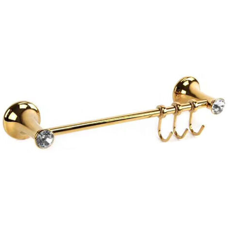 HANDTUCHHALTERMIT3HAKEN,BADEZIMMER,KÜCHE,MÖBEL,GOLD,DGO-097