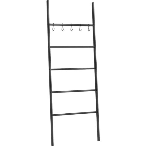 Handtuchleiter, Leiterregal, Handtuchständer mit 5 abnehmbare Haken, Stabil, Platzsparend, für Eingang des Foyers, Bad, Arbeitszimmer, Schlafzimmer, einfache Montage, HOOBRO EBK62CJ01