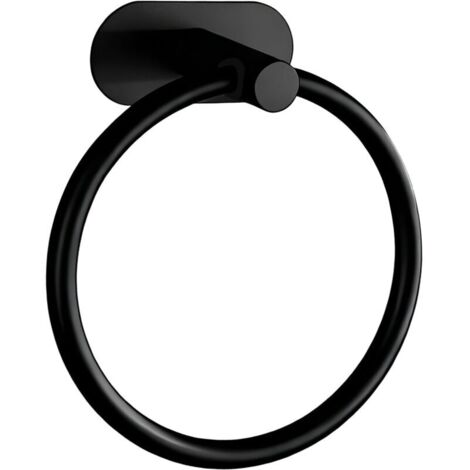 Handtuchring aus Edelstahl 304 – Rund, zur Wandmontage – Selbstklebender Handtuchhalter – Für Bad, Küche und Wohnzimmer – Schwarz
