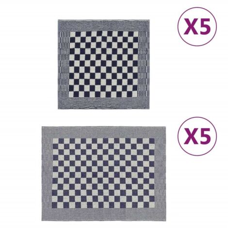 Handtuchset 10 Teile Blau und Weiß Baumwolle