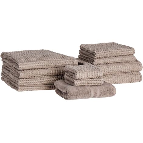 Handtücher 11er Set AREORA Baumwolle Taupe