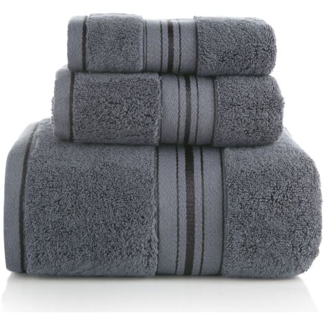 Handtücher - 3er-Set Badetücher aus 100 % Baumwolle - 75 x 150 cm + 34 x 75 cm + 34 x 3
