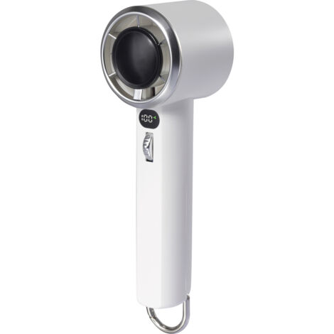 Handventilator  5 W  Weiß LED-Display, Akkubetrieb möglich