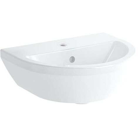 Handwaschbecken VitrA Integra 450 x 360 mm, mit Überlauf, 1 Hahnloch mittig, runde Form, weiß - 7065L003-0001