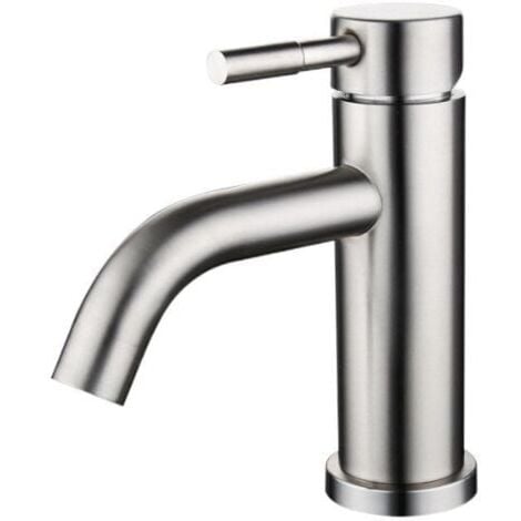 Handwaschbecken-Wasserhahn, matt gebürsteter Edelstahl-Waschtischmischer, Ugreat