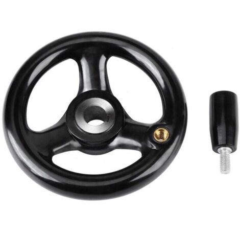 Handwheel for Milling Machine, 3-Spoke Plastic Handwheel with Rotating Handle 12-100mm for Machine Tools, Lathe, Milling Machine (Black)