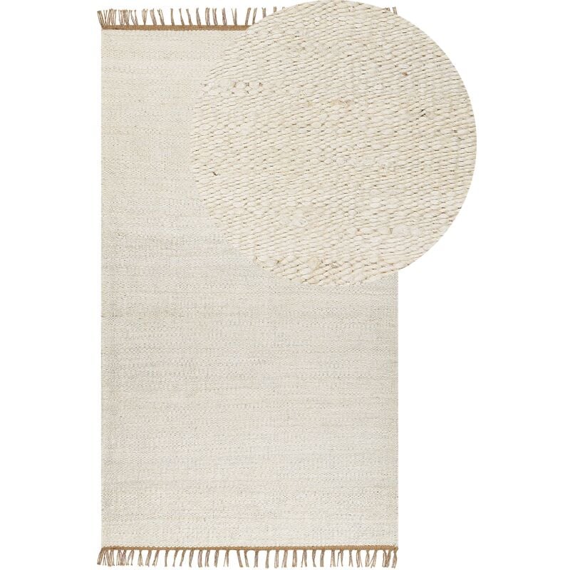 Handwoven Jute Area Rug Light Beige 80 x 150 cm Tassels Boho Lunia