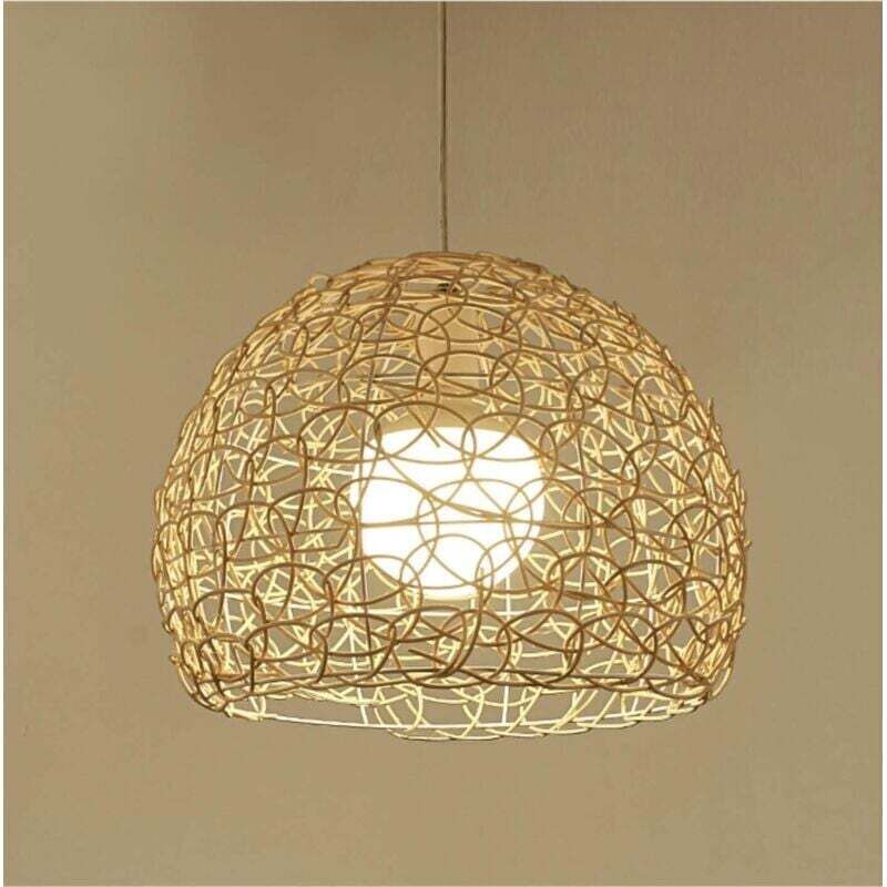 Image of Handwoven rattan ceiling light, spherical pendant&hellip;