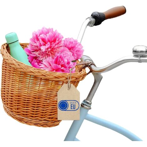 Handwoven Wicker Bicycle Basket 36 x 29 x 23 cm – Brown