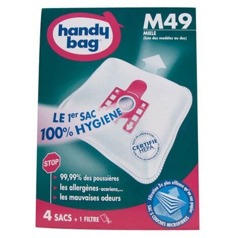 AUTRES Handy Bag M49 Sac Aspirateur Microfibre Anti-allergène + Filtre Moteur Miele S 227i -240i , S 269i 282i, S 400i, S 600i, S 800