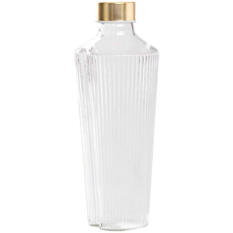 Handy Bouteille en Verre Borosilicaté Transparent avec Décoration à Sillons Verticaux, Design Élégant, Accessoire Polyvalent et Fonctionnel.
