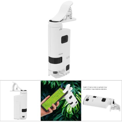 Handy-Lupe mit einstellbarem 80-120-fachen Zoom, LED-Linse für mobile Mikroskope und magnetischem Vergrößerungszubehör
