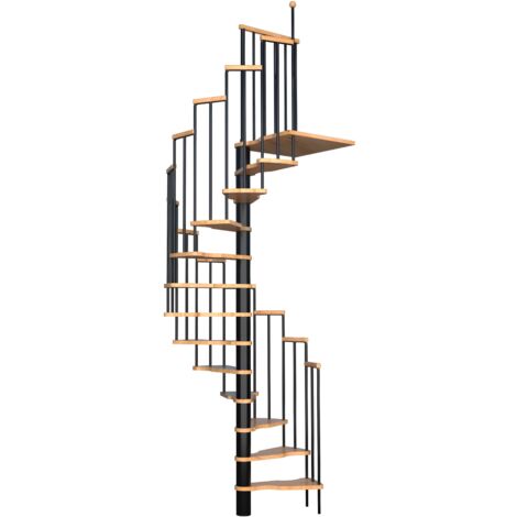 HANDYSTAIRS platzsparende Wendeltreppe „ONYX“ – 12 Buchenstufen (bis 299 cm) – 145 x 75 cm – Schwarz