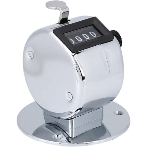 Handzählzähler aus Metall, 4-stelliger Handzählzähler, mechanischer Zähler zählt bis zu 9999, digitaler Mini-Gürtelclip-Zähler für Sportspiele