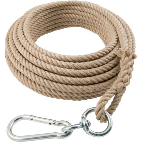 Hanfseil 20 mm, 30 m lang, Schlaufe, Karabiner