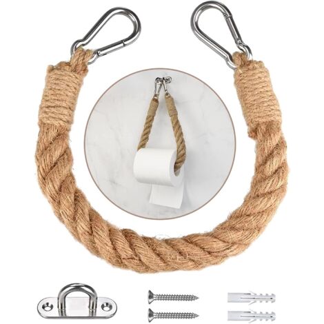 Hanfseil-Handtuchhalter, Seil-Toilettenpapierhalter, Ins-Stil, Vintage-Toilettenhandtuchrollenhalter mit Schrauben, Retro-Zubehör, Badezimmer- und Küchendekoration