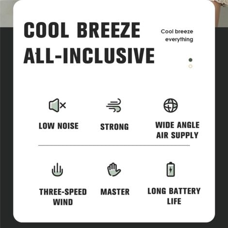 Hang Belt Mini Summer Outdoor 3 Speed Fan USB Rechargeable Fan,C