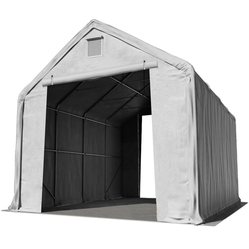 Hall hangar de stockage 5 x 10 m / hauteur de côté 3m tente industrielle avec bâche PRIMEtex PVC 2300 N ignifugé gris - gris