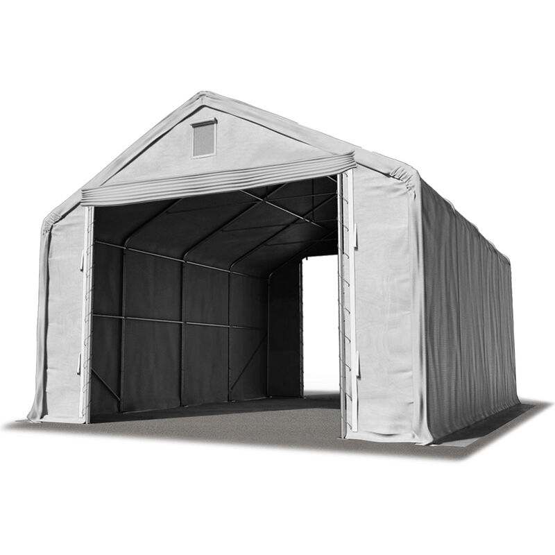Hall hangar de stockage 6 x 8 m / hauteur de côté 3m tente industrielle avec bâche PVC ignifugé env. 720g/m² gris - Gris