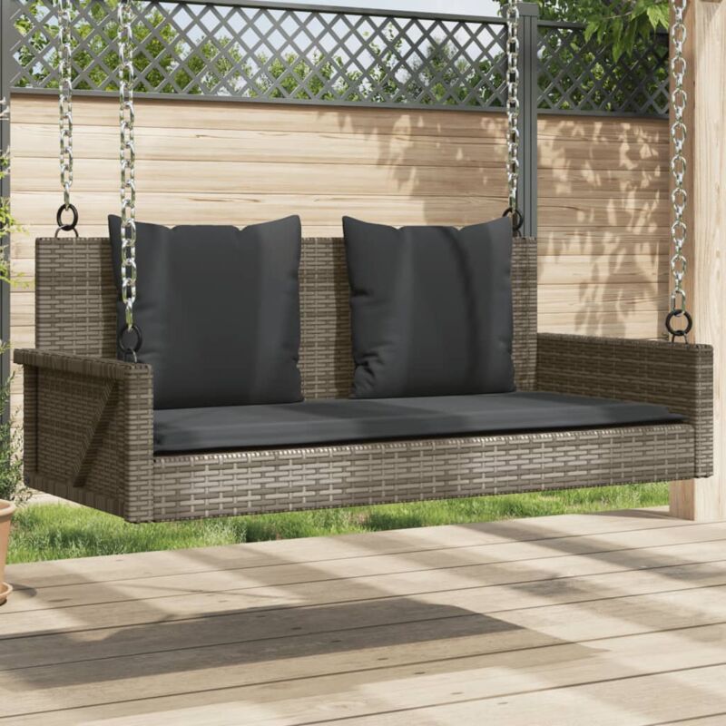 Hängebank Mit Kissen Grau 119x56x48 Cm Poly Rattan - Vidaxl