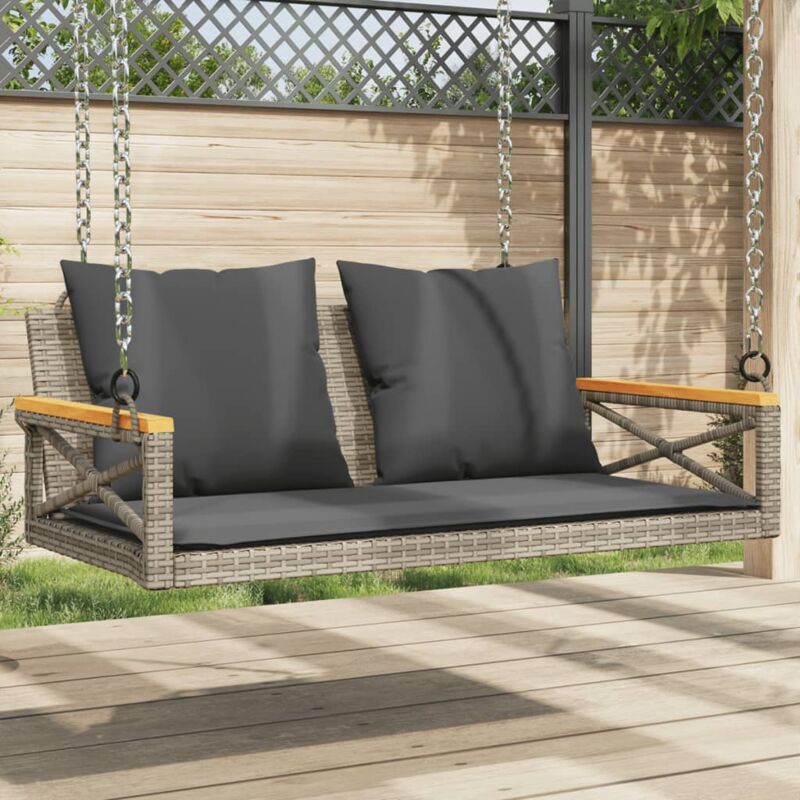 Vidaxl - Hängebank Mit Kissen Grau 109x62x40 Cm Poly Rattan