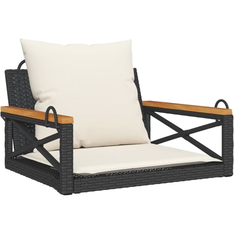 Vidaxl - Hängesessel Mit Kissen Schwarz 63x62x40 Cm Poly Rattan