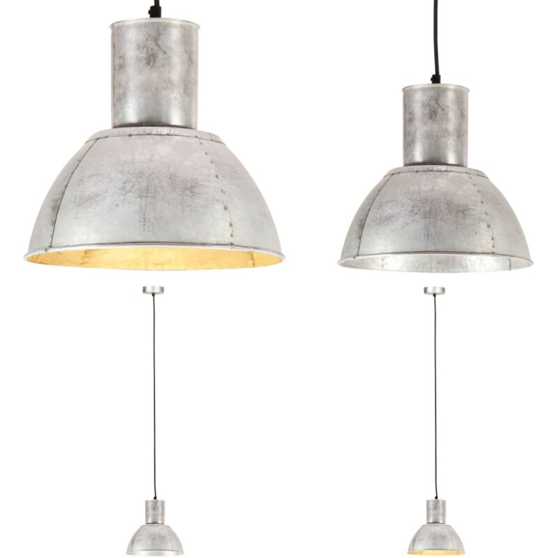 Hängelampe 25 W Silbern Rund 28,5 cm E27 - Industriestil - Wohnzimmerleuchte