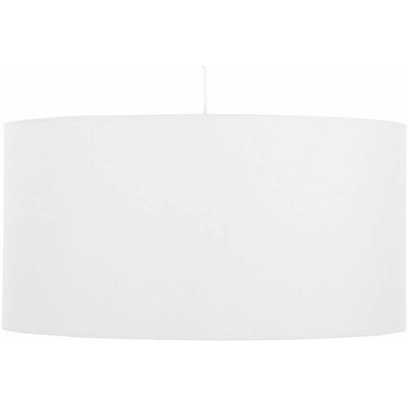 Beliani - Hängeleuchte Weiß runder Stoffschirm 50 cm Durchmesser Trommelform Retro Stil - Weiß
