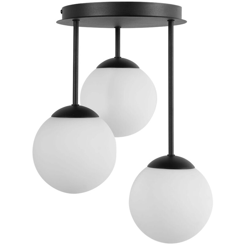 Beliani Schwarz Hängeleuchte 3-Flammig Riana Glas