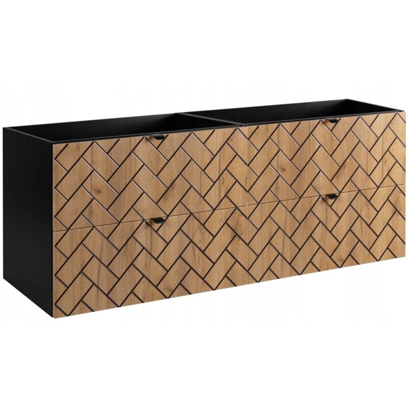 Rodan Fabryka Mebli Hängende Waschtischunterschrank - 160 Cm - Goldene Eiche - Modernes Design - 4 Soft Close Schubladen