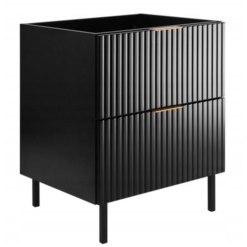 Rodan Fabryka Mebli Hängende Waschtischunterschrank 60 Cm - Schwarz - Modernes Design - Riffelfronten - Soft Close Technologie