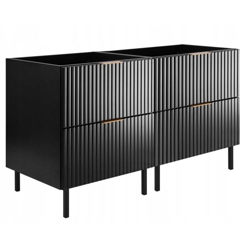 Rodan Fabryka Mebli Waschtischunterschrank - 120 Cm - Schwarz - Modernes Design - Mit Metallfüßen