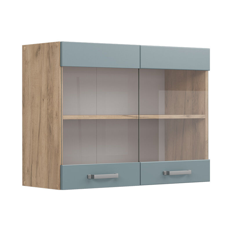Küchenglasschrank R-line, Blau-grau, 80 Cm, Vicco