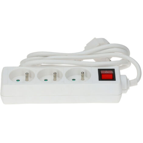 Hanger bloc multiprise blanc 3 prises 16A 230V câble 1,5m