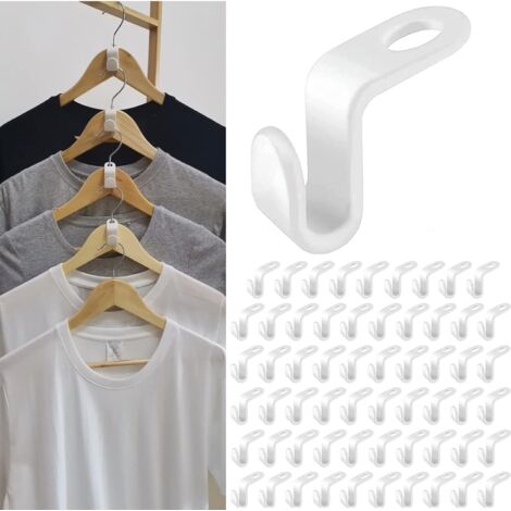 Hanger Connector Space-Saving Hanger Hooks 100 Pieces, for Closet Wardrobe Clothes Hook Organizer Closet Organizer (White)