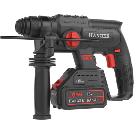 Hanger – Perforateur burineur 18V avec 2 batteries 5.0Ah – Moteur Brushless – Énergie d'impact 2J – Capacité perçage béton 22mm - HX18-22X5