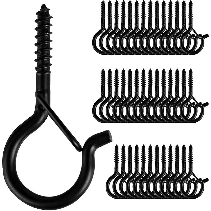 Hanger, Screw Hooks For Outdoor String Lights, Safety Buckle Design, Easy Release 40 pieces