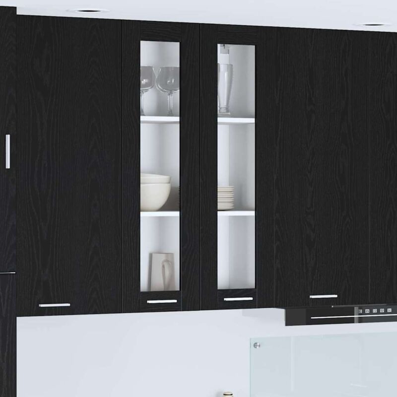 Hängeschrank Mit Tür Riga Schwarz Eichen-optik 60 X 31 X 100 Cm Vidaxl