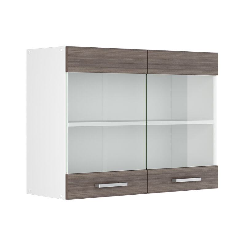 Vicco - Hängeschrank R-line, Grau, 80 Cm Mit Glastüren